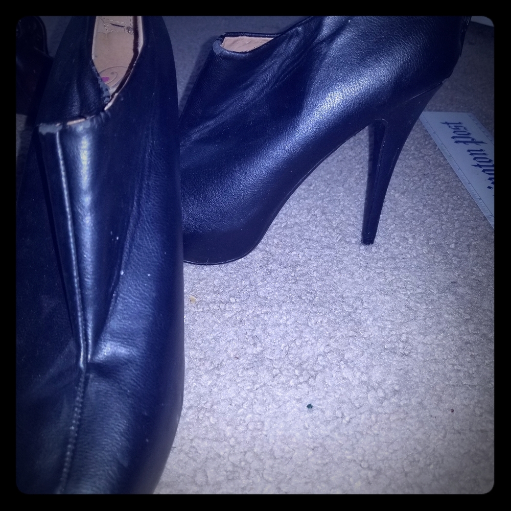 Black leather booties